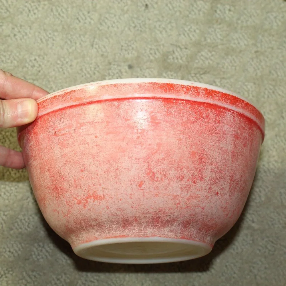 Set of 2 Vintage Pyrex 402 Primary Red Mixing Bowls - Fair Condition